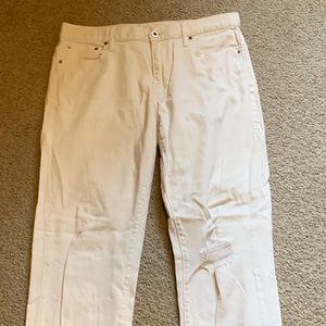 Uniqlo white distressed jeans
